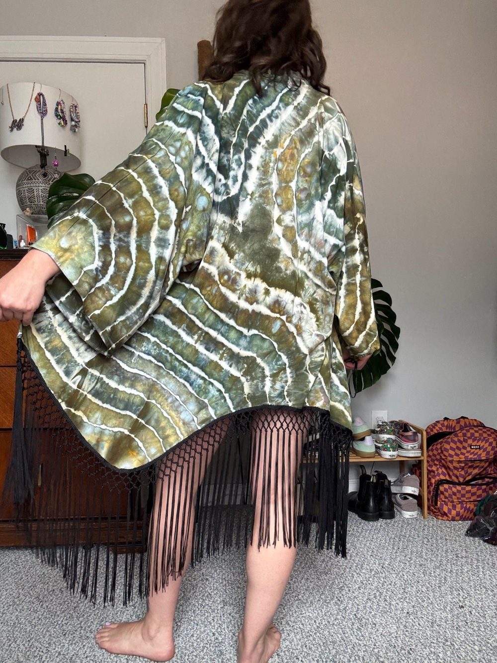 Odd Cow x Warrior Within handmade fringe kimono, like new - Picture 2 of 4